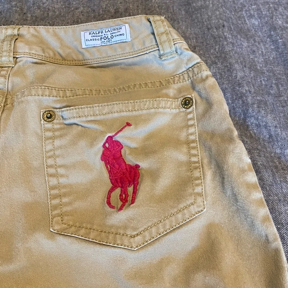 Polo Ralph Lauren Khaki pants with‎ big pink pony, youth size 10